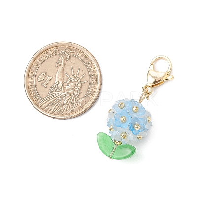 Hydrangea Acrylic & Glass Seed Beads Pendant Decorations HJEW-MZ00217-1