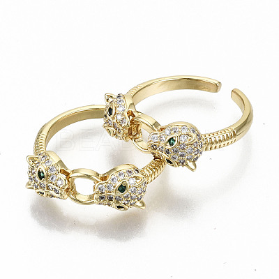 Brass Micro Pave Clear Cubic Zirconia Cuff Rings RJEW-S044-076-NF-1