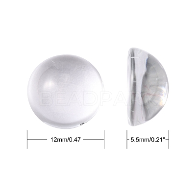 Transparent Half Round Glass Cabochons X-GGLA-R027-12mm-1