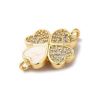 Eco-Friendly Rack Plating Brass Micro Pave Clear Cubic Zirconia Connector Charms KK-F853-26G-1