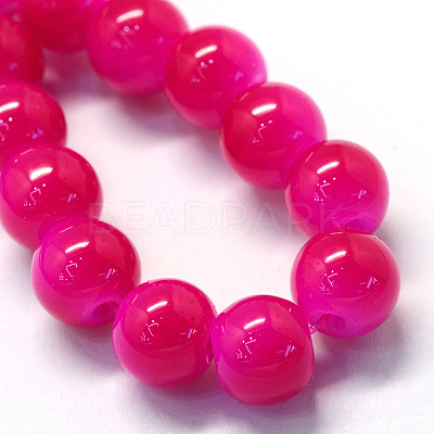 Baking Paint Imitation Jade Glass Round Bead Strands DGLA-Q021-10mm-04-1