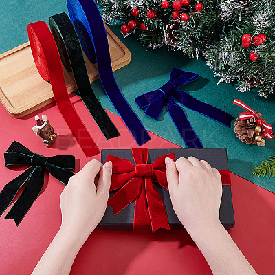 3 Rolls 3 Colors Single Face Velvet Ribbon OCOR-GA0002-40-1