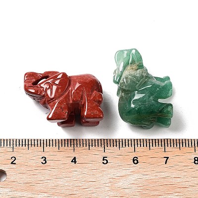 Natural Gemstone Carved Elephant Statues Ornament G-P525-09-1