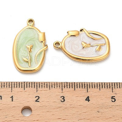 304 Stainless Steel Enamel Pendants STAS-K306-49G-1