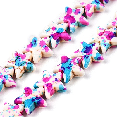 Spray Painted Synthetic Turquoise Beads Strands UNKW-T001-11E-1