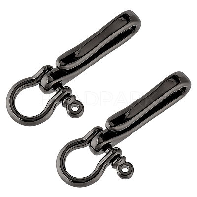 2Pcs Brass Shackle Clasps with Brass S Hook Clasps KK-PH0006-13-1
