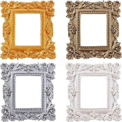 4Pcs 4 Colors Rectangle Retro Resin Photo Frames AJEW-FG0001-47-1
