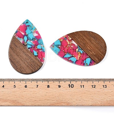 Transparent Resin & Walnut Wood Big Pendants RESI-T058-05J-1