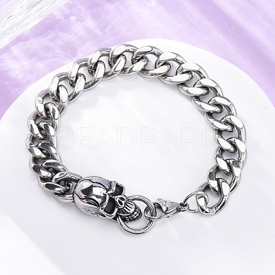 201 Stainless Steel Curb Chain Bracelets BJEW-B078-157P-1