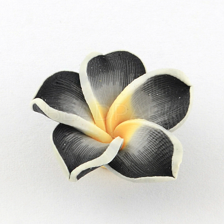 Handmade Polymer Clay 3D Flower Plumeria Beads CLAY-Q192-15mm-01-1