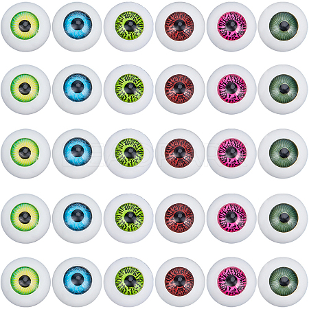 36pcs 6 colors Half Round Acrylic Craft Eyes KY-GF0001-45-1
