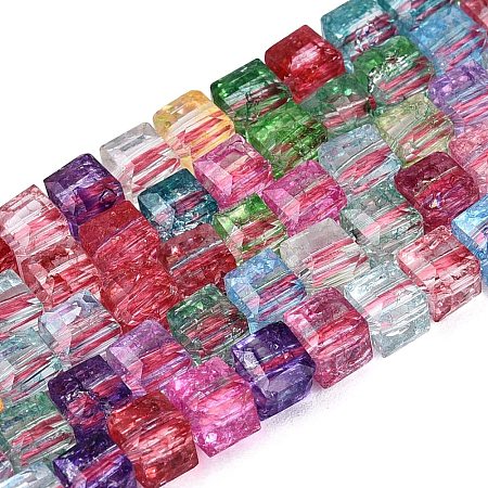 Crackle Transparent Glass Beads Strands GLAA-N062-4mm-01-1
