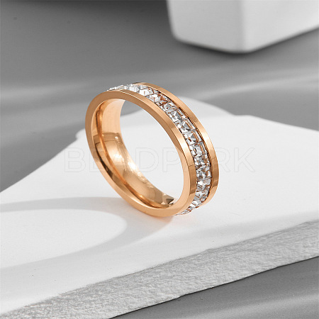 304 Stainless Steel Crystal Rhinestone Finger Rings FS-WG432ED-05-1