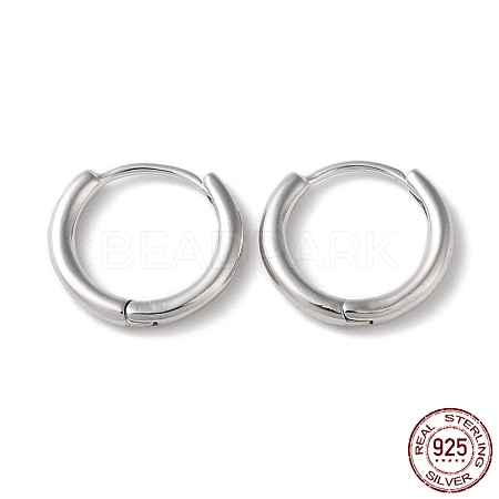 Anti-Tarnish Rhodium Plated 925 Sterling Silver Huggie Hoop Earrings STER-D016-03B-P-1