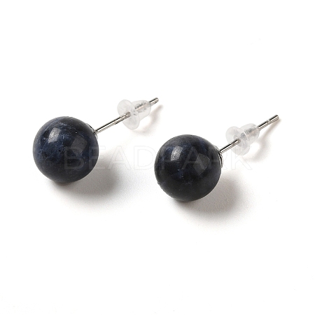 Natural Lapis Lazuli Stud Earrings LS-G-B075-02P-08-1
