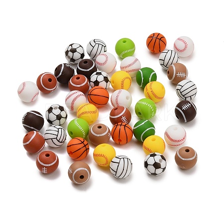 Sports Theme Food Grade Eco-Friendly Silicone Beads SIL-T058-03M-01-1
