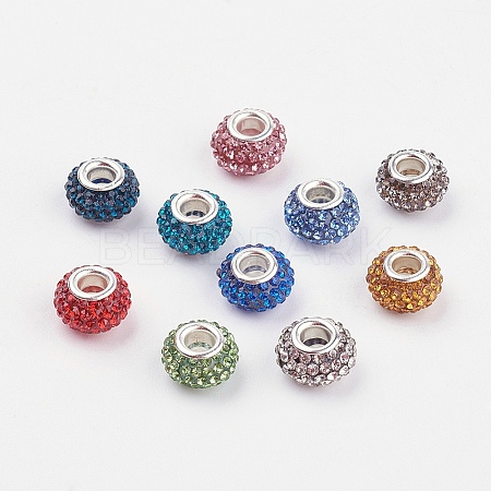 Grade A Rhinestone European Beads X-CPDL-H001-12x9mm-M-1