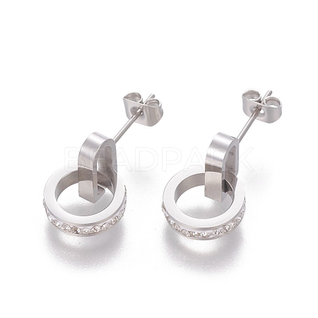 304 Stainless Steel Dangle Stud Earrings EJEW-E172-16P-1