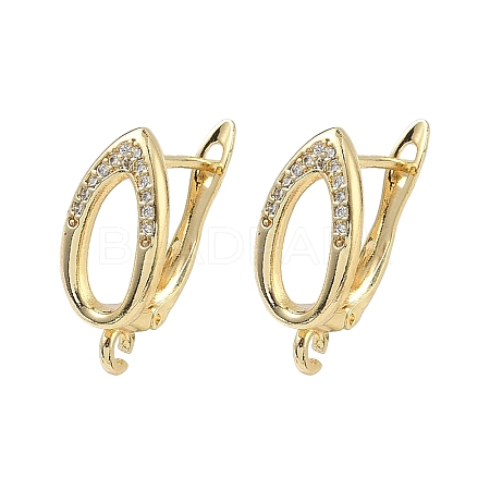 Teardrop Teardrop Brass Micro Pave Clear Cubic Zirconia Hoop Earring Findings KK-Z143-08G-1