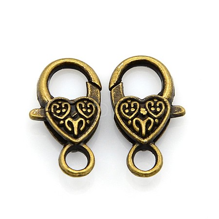 Tibetan Style Heart Lobster Claw Clasps MLF014Y-NF-1