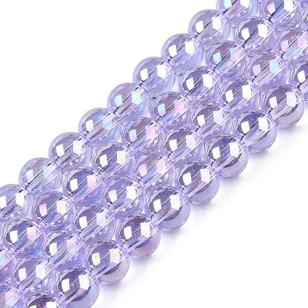 Electroplate Transparent Glass Beads Strands X-GLAA-T032-T6mm-AB01-1
