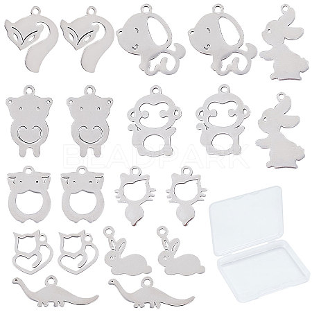 SUNNYCLUE 20Pcs 10 Styles 201 Stainless Steel Charms STAS-SC0002-81-1