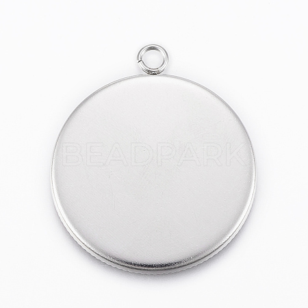 304 Stainless Steel Pendant Cabochon Settings X-STAS-E146-18P-30mm-1