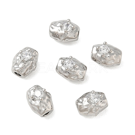 Brass Micro Pave Clear Cubic Zirconia Beads CU-CBAC675-08P-1