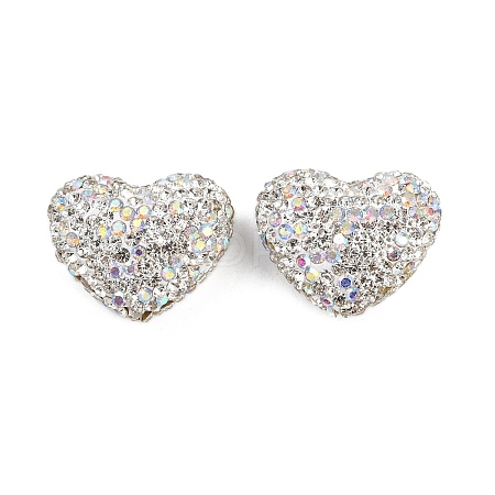 Heart Shaped Polymer Clay Rhinestone Beads CLAY-NH0002-02G-1