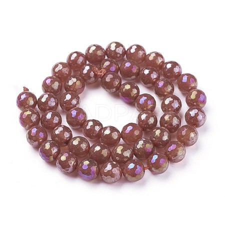 Electroplate Natural Carnelian Beads Strands G-P430-10-C-1