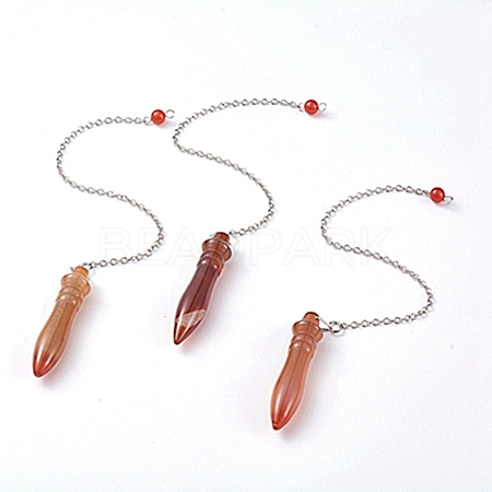 Natural Carnelian/Red Agate Pointed Dowsing Pendulums G-J386-A01-1