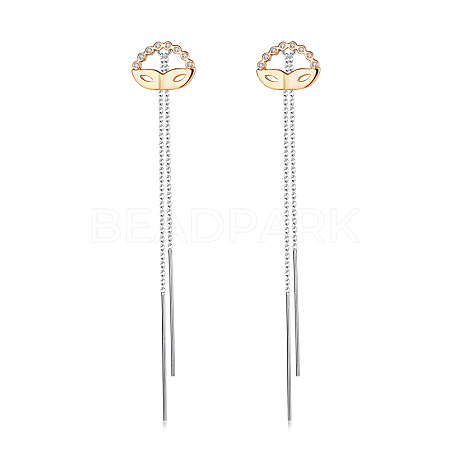 Eco-Friendly Brass Micro Pave Cubic Zirconia Dangle Stud Earring EJEW-EE0004-27GP-1