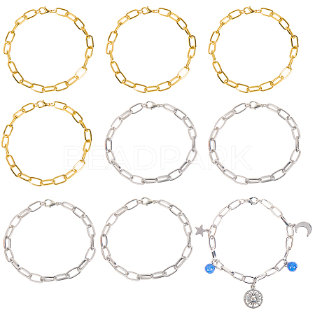 20Pcs 2 Colors Iron Cable Chain Bracelets for Women Men BJEW-SC0001-41-1