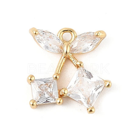 Brass Micro Pave Clear Cubic Zirconia Pendants KK-R219-32A-G-1