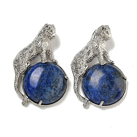 Dyed Natural Lapis Lazuli Half Round Pendants G-F766-06AS-04-1
