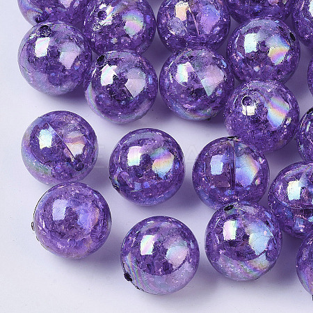 AB Color Transparent Crackle Round Acrylic Beads CACR-S006-05-1
