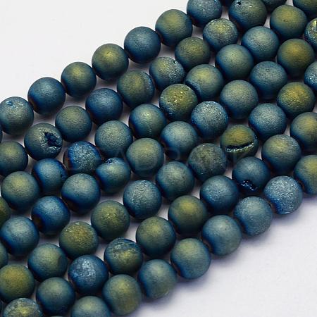 Electroplate Natural Druzy Agate Beads Strands G-G708-12mm-10-1