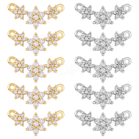 DICOSMETIC 10Pcs 2 Colors Eco-friendly Rack Plating Brass Micro Pave Cubic Zirconia 2-Loop Charms KK-DC0003-11-1