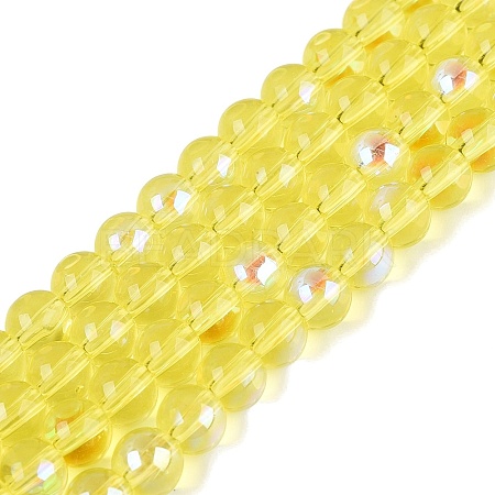 Transparent Electroplate Glass Beads Strands EGLA-Q132-6MM-01A-01-1