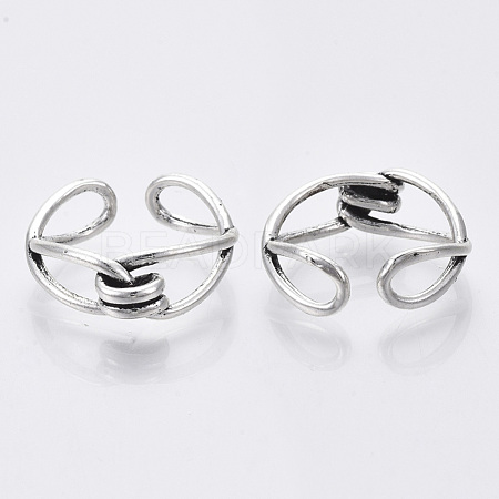 Adjustable Tibetan Style Alloy Cuff Rings TIBE-R318-07-RS-1