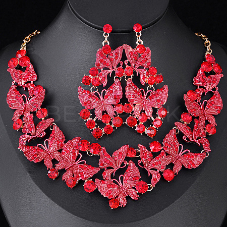 Alloy Enamel & Rhinestone Pendant Necklaces & Stud Dangle Earrings FS-WG46FE4-05-1