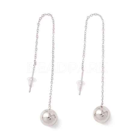 Long Chain with Round Ball Dangle Stud Earrings EJEW-A067-13P-1