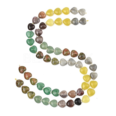 Gradient Color Natural Green Aventurine & Labradorite & Lemon Jade & Unakite & Petrified Wood Beads Strands G-B185-A07-1