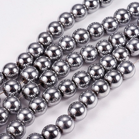 Electroplate Non-magnetic Synthetic Hematite Beads Strands X-G-J169A-8mm-02-1
