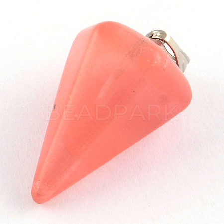 Cone/Spike/Pendulum Dyed Cherry Quartz Glass Stone Pendants X-G-R278-80-1