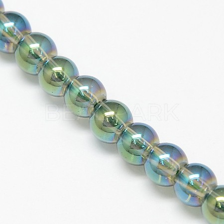 Electroplate Crystal Glass Round Beads Strands EGLA-F037-6mm-A04-1