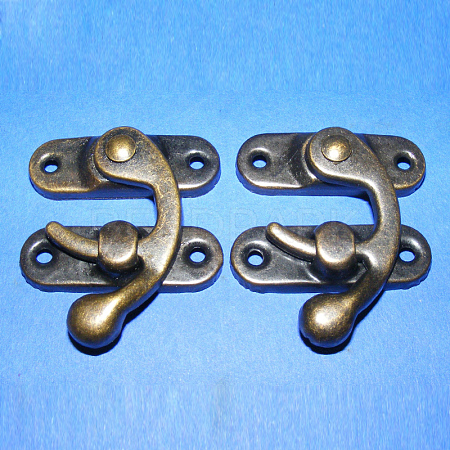 Iron Wooden Box Lock Catch Clasps IFIN-R203-94AB-1