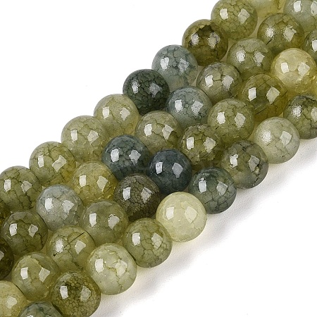 Ombre Effect Dyed Crackle Glass Beads Strands GLAA-Q106-01A-B02-1