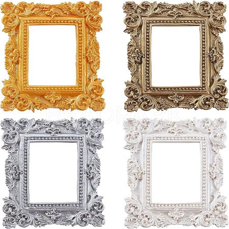 4Pcs 4 Colors Rectangle Retro Resin Photo Frames AJEW-FG0001-47-1