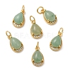 Natural Green Aventurine Teardrop Charms G-A034-01G-01-1